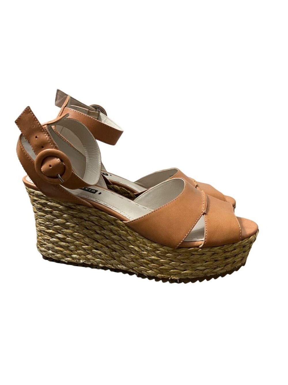 Alice Olivia Womens Tan Strappy Roberta EspadrillePlatform Wedge Heels Size 9